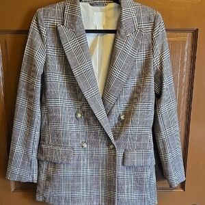 H&M-Blk/iv/tan double breasted Blazer Size S.